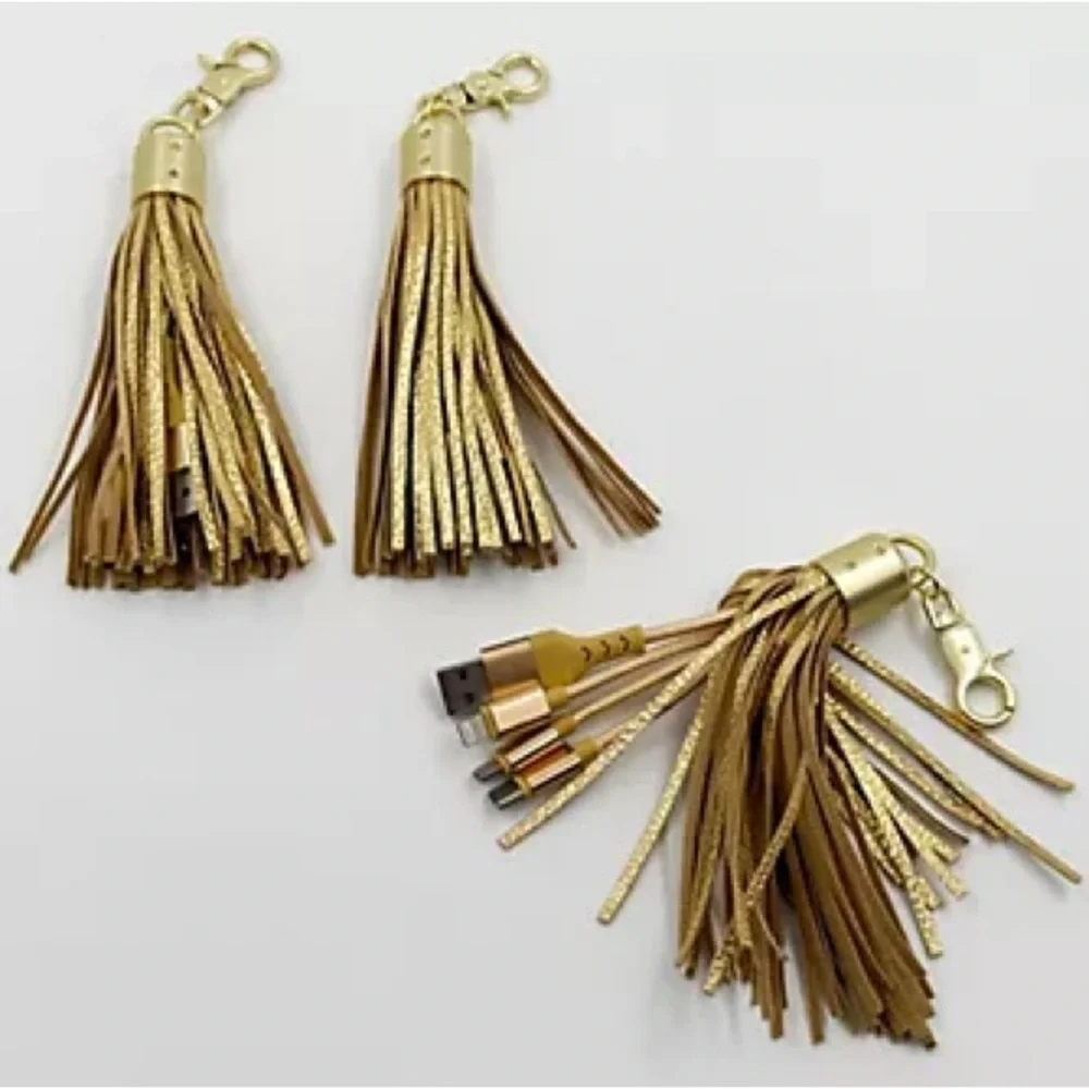 Bolsetta Universal Charging Tassels for Apple & Android - 3 Pack - Gold